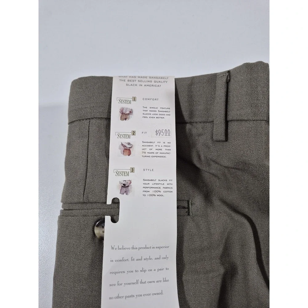 Sansabelt Dress Pants Mens 38x36 Brown Pleated Straight Comfort Waist NWT